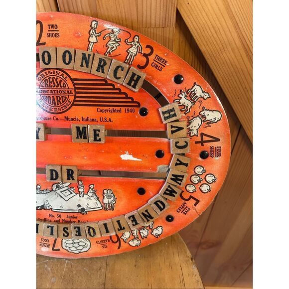Vintage Original Cressco Educational Board Reversible No. 50 1940 (5263) - Picture 4 of 10